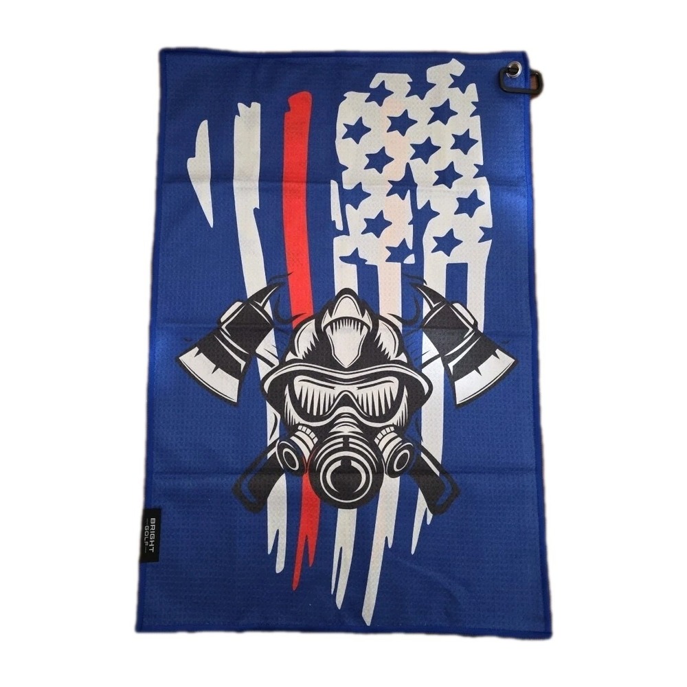 Microfiber Golf Towels With Bag Clip, Firefighter Patriotic  Blue